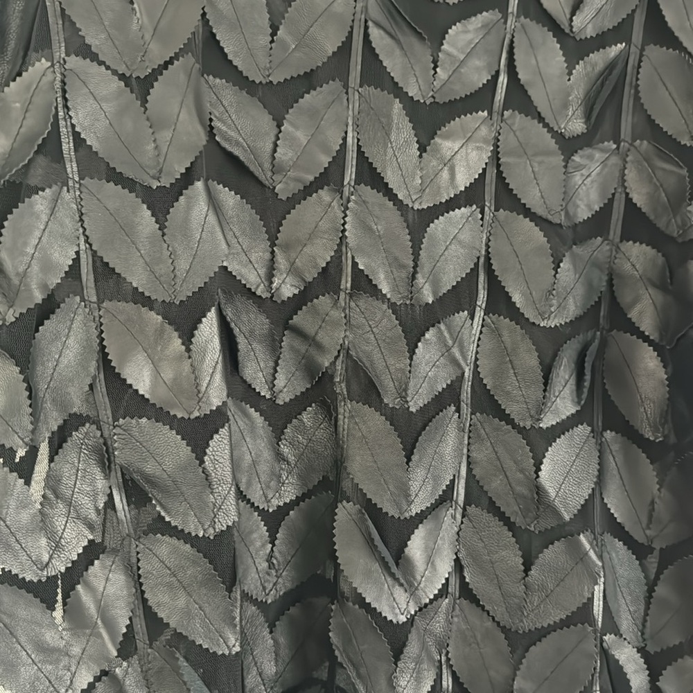 Vera pelle inspired 100% black leather cut leaf on mesh jacket - Picture 3 of 4
